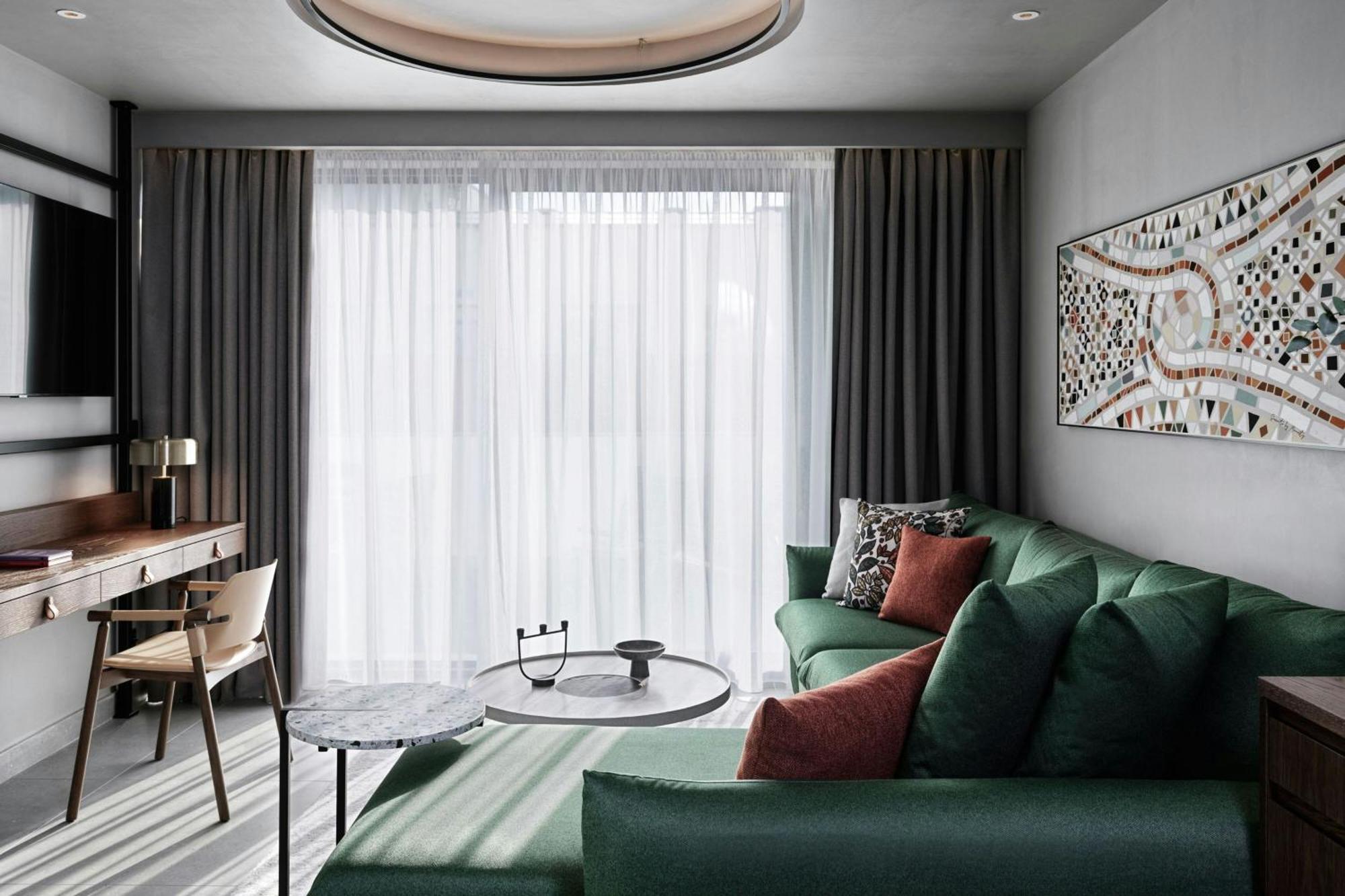Monasty, Thessaloniki, Autograph Collection Hotel Kültér fotó A 3D interior rendering of a living room